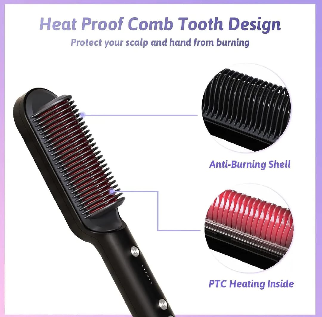 2 in 1 Hair Straightener and Curler -Professional Hair Straightener Brush and Comb for Salon-Quality Results - Hair Style Accessories for Girls
