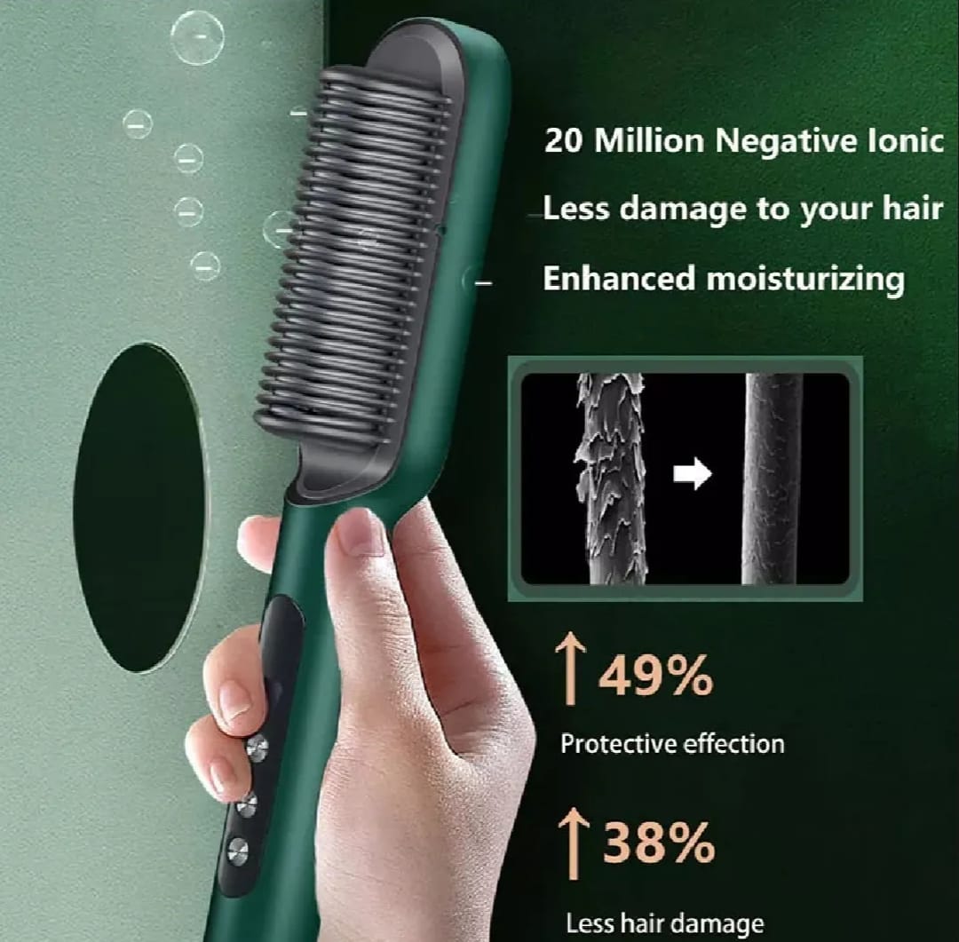 2 in 1 Hair Straightener and Curler -Professional Hair Straightener Brush and Comb for Salon-Quality Results - Hair Style Accessories for Girls
