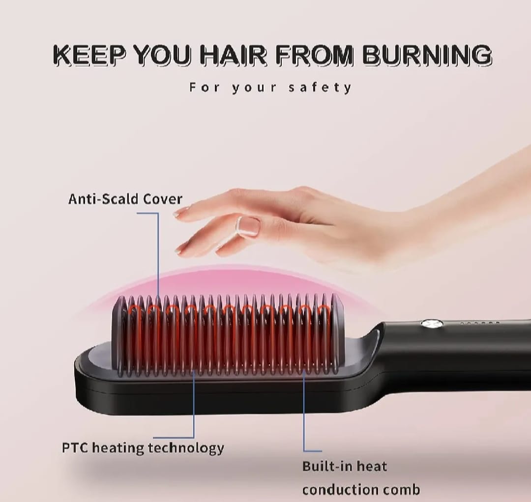 2 in 1 Hair Straightener and Curler -Professional Hair Straightener Brush and Comb for Salon-Quality Results - Hair Style Accessories for Girls